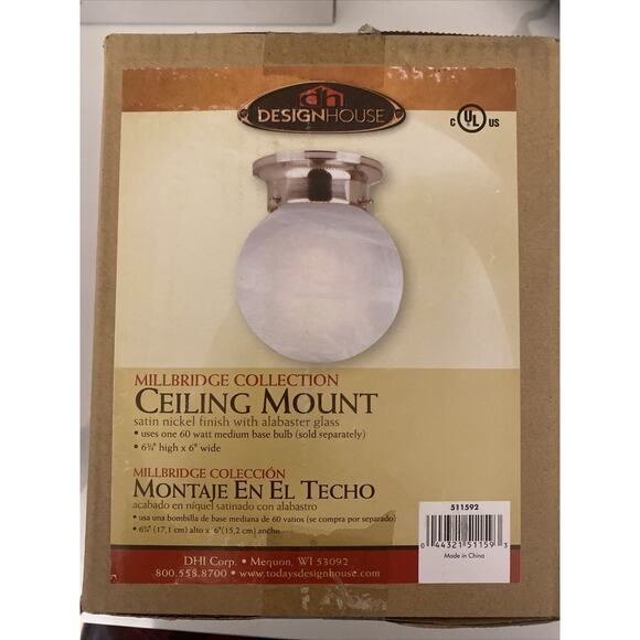 Design House 511592 Millbridge Collection 6"W Ceiling Mount-Nickel-Box Damage - Picture 1 of 6